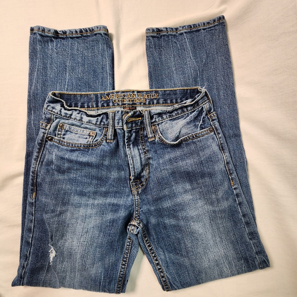 American Eagle Outfitters Men's Core Flex Relaxed Straight Blue Jeans 26x30